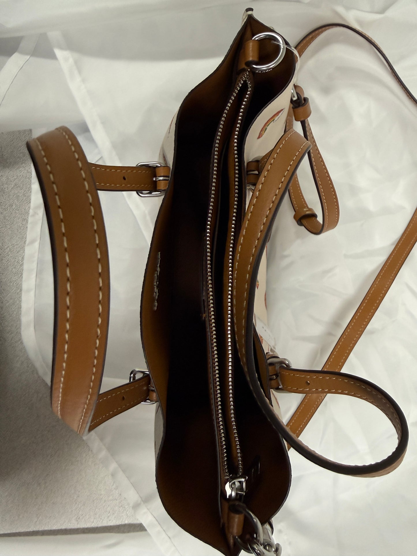 Coach Mollie Tote 25 With Rainbow Print in Chalk - Used with Tags