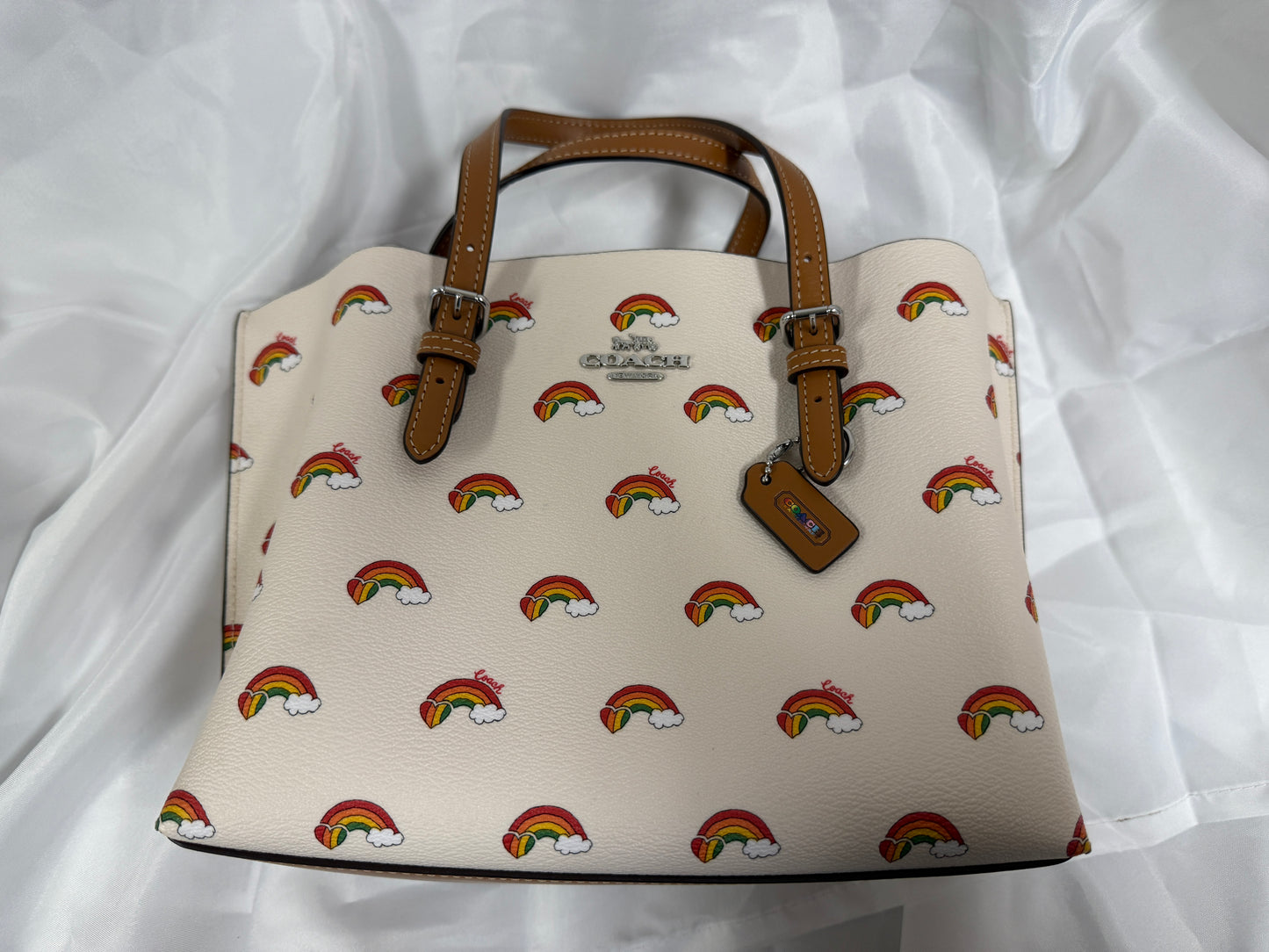Coach Mollie Tote 25 With Rainbow Print in Chalk - Used with Tags