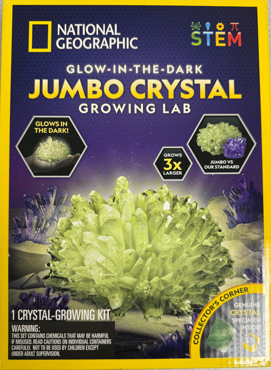 National Geographic Jumbo Crystal Growing Kit - Glow in The Dark Crystal - Science Kit - Used