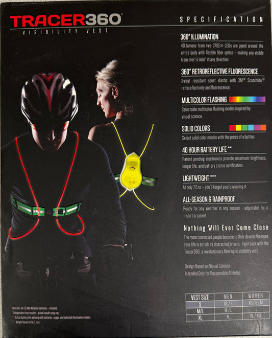 Noxgear Tracer 360 - Multicolored Illuminated Reflective Visibility Vest - Size Small - Used