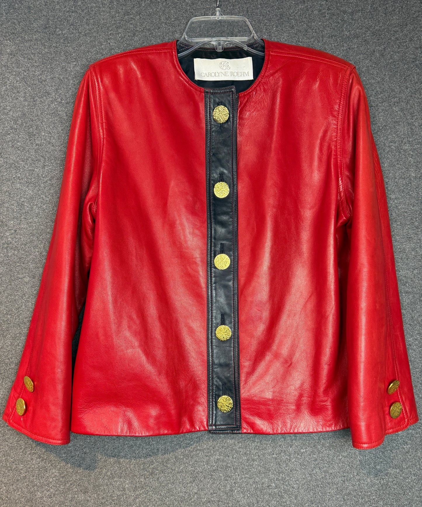 Carolyne Roehm Red with Black Leather Jacket - Previously Owned