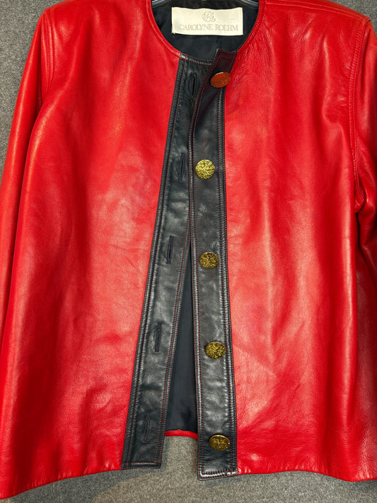 Carolyne Roehm Red with Black Leather Jacket - Previously Owned