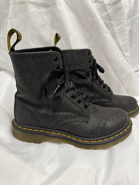 Dr. Martens 1460 Black Pascal Glitter Boots Women's Size 7 - Previously Owned