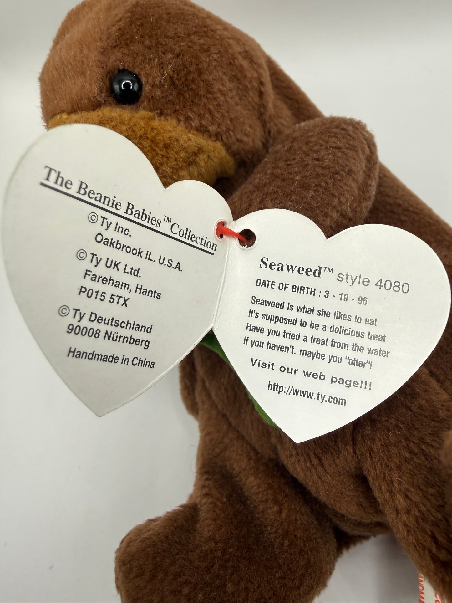 Seaweed Beanie Baby - TY Seaweed the Otter - Tag Error 95/96