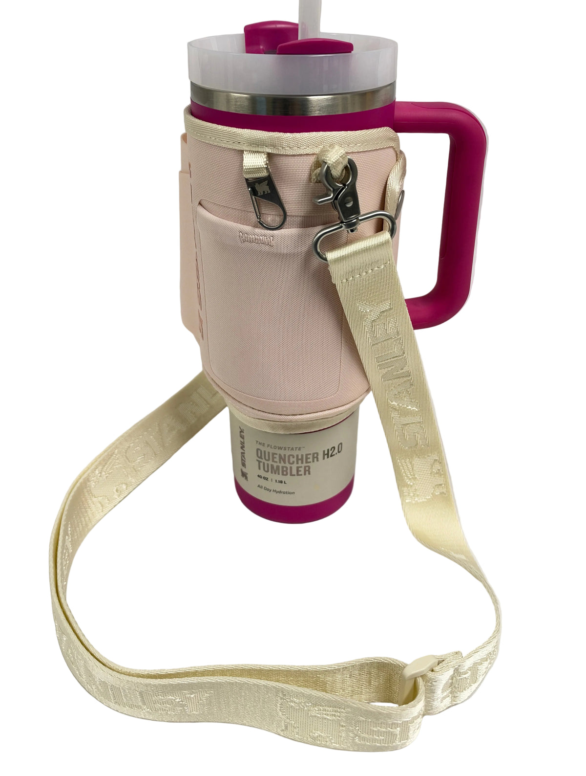 Stanley 40 oz Quencher Tumbler (Fuchsia Pink) & Quencher Wrap Carry All (Rose Quartz) Combo