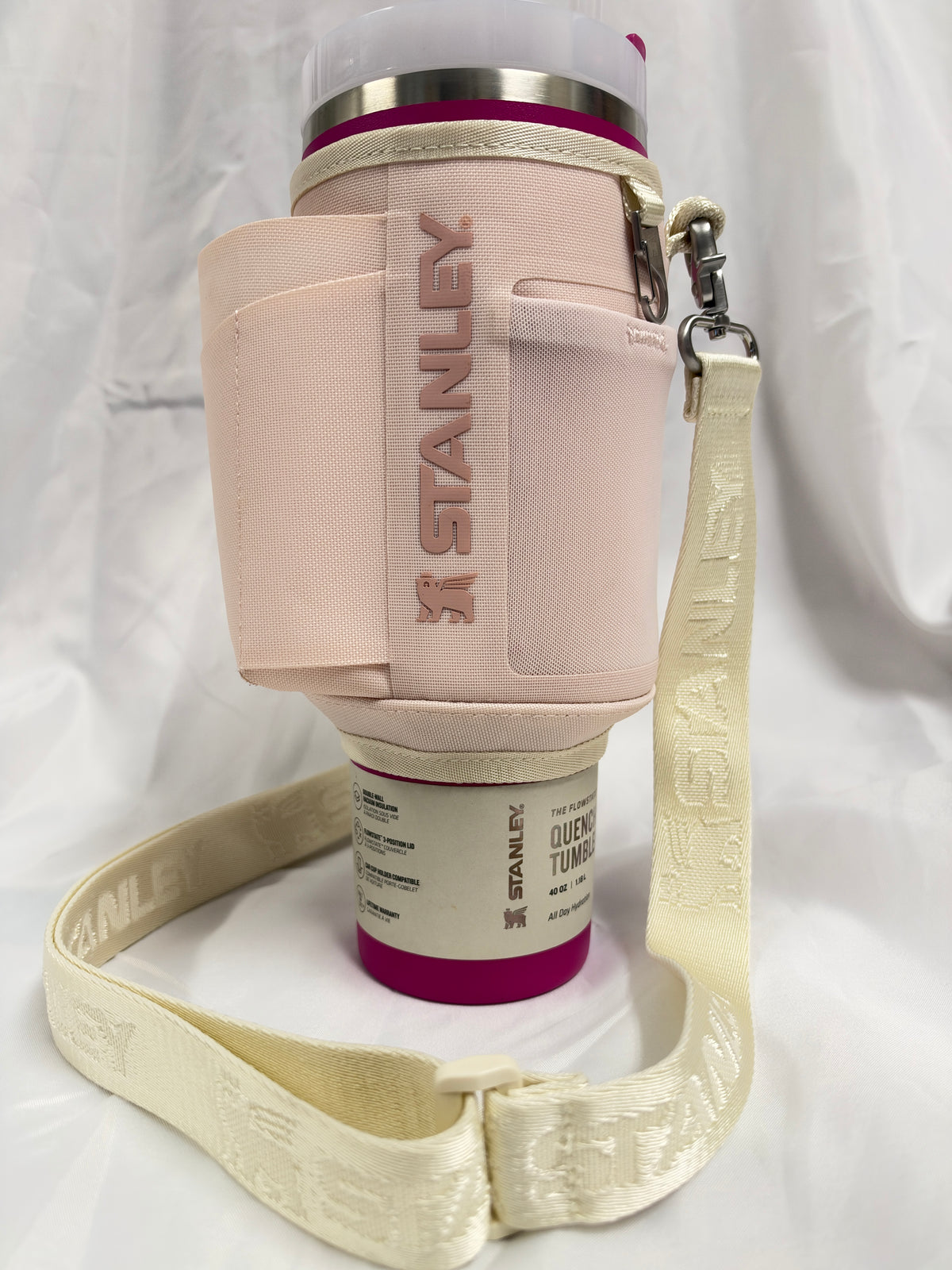 Stanley 40 oz Quencher Tumbler (Fuchsia Pink) & Quencher Wrap Carry All (Rose Quartz) Combo