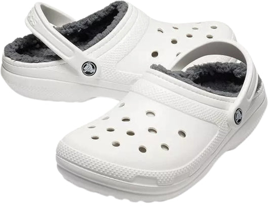 Crocs Classic Lined Clog White/Grey Men's 7, Women's 9 Medium