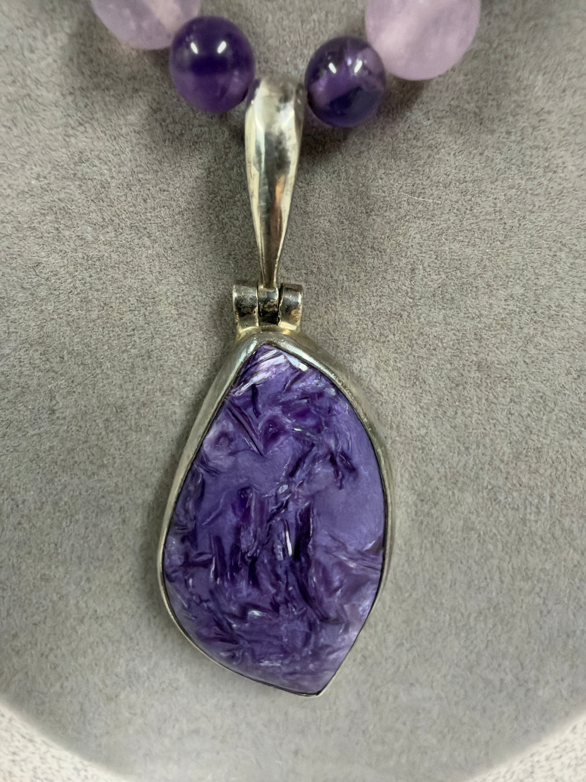 Charoite Sterling Silver Handcrafted Gemstone Pendant Necklace