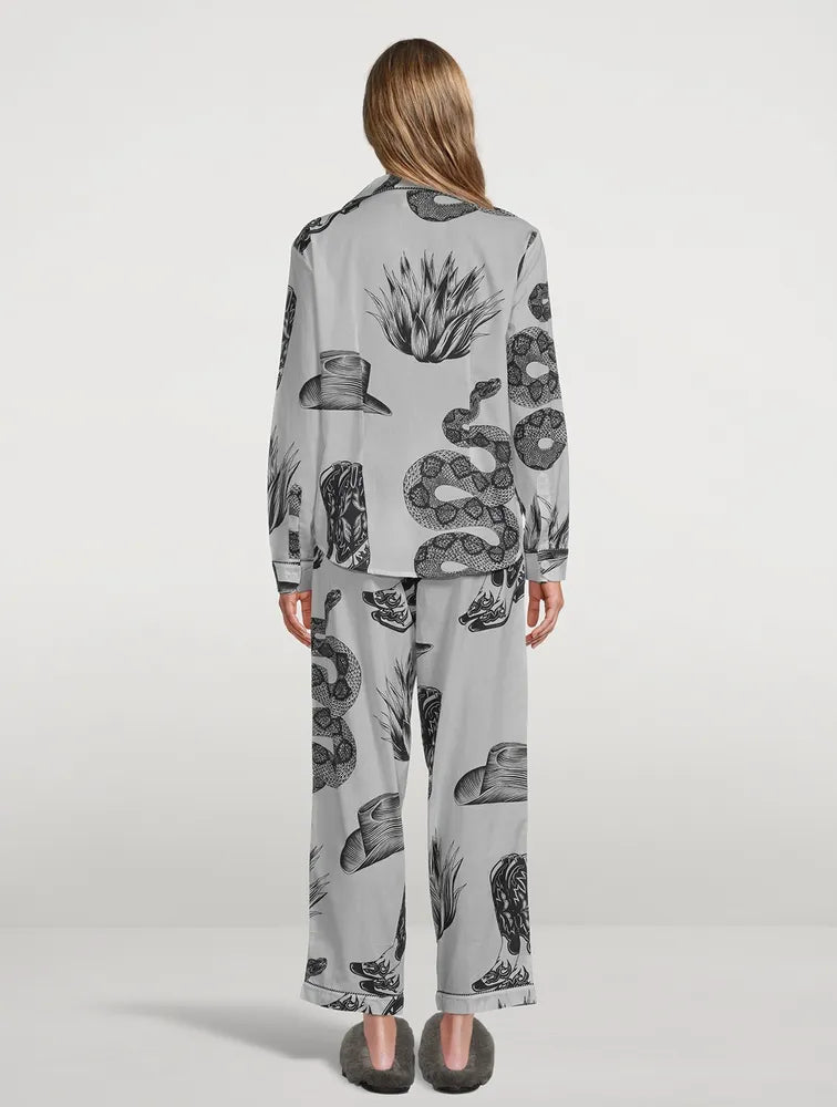 DESMOND & DEMPSEY Printed cotton pajama set