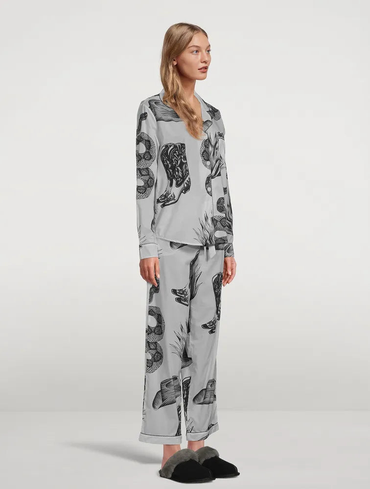 DESMOND & DEMPSEY Printed cotton pajama set