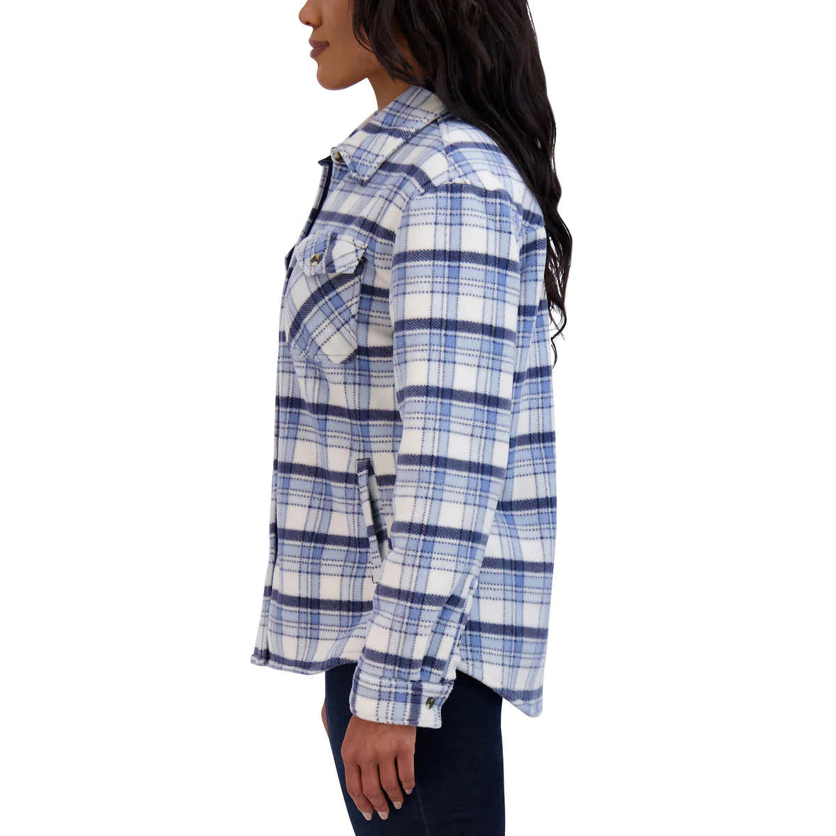 Sage Ladies' Plush Plaid Shirt Jacket