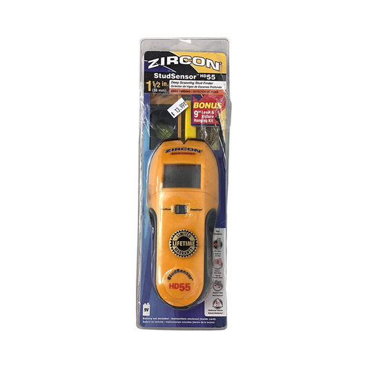 Zircon HD55 9 Volt 4-Mode Multiscanner for Finding Studs, Live Wire, or Metal w/ Backlit Display (Battery Not Included, Tool Only)