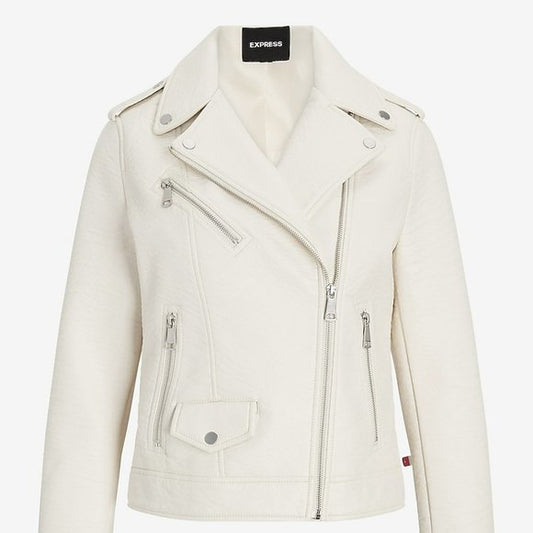 Express Textured Faux Leather Moto Jacket