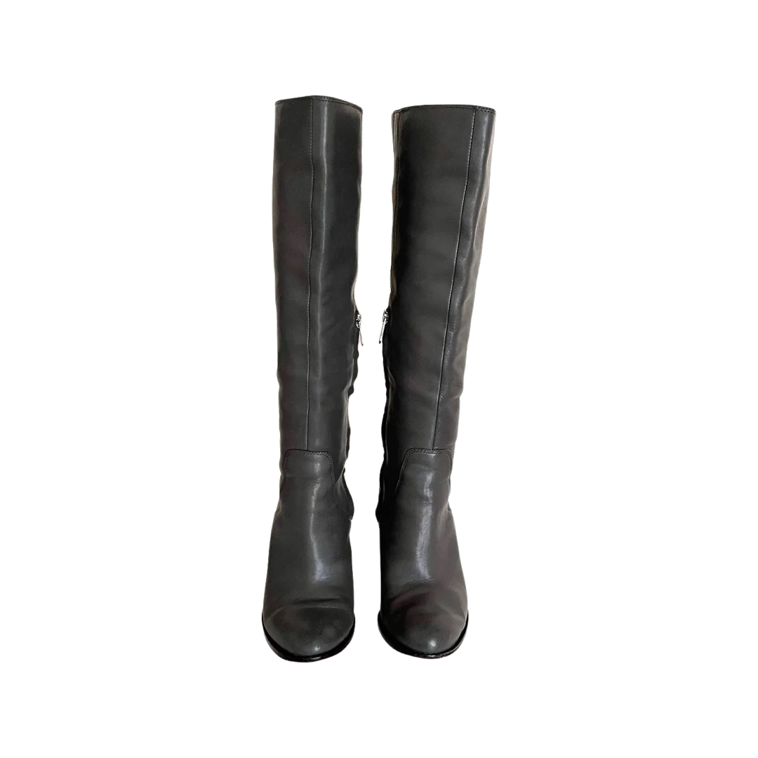 Sam Edelman Gray Leather Regina Tall Knee-Hi Boots Size 8.5