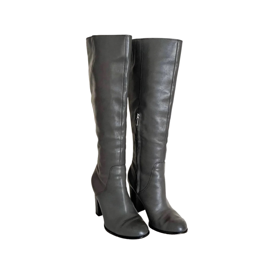 Sam Edelman Gray Leather Regina Tall Knee-Hi Boots Size 8.5