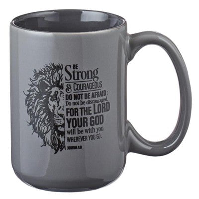 Specialty Item - Be Strong Lion Gray Coffee Mug - Joshua 1:9