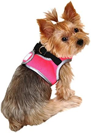 SimplyWag Dog Body Harness, Neon Pink w Reflective Trim, Small