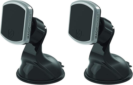 Scosche MPWD2PK-UB Pro MagicMount Magnetic Car Phone Holder Windshield or Dashboard Mount with Suction Cup Black (Pack of 2)