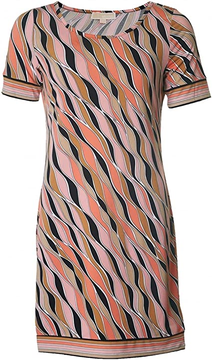 Michael Kors Womens Printed Shift T-Shirt Dress
