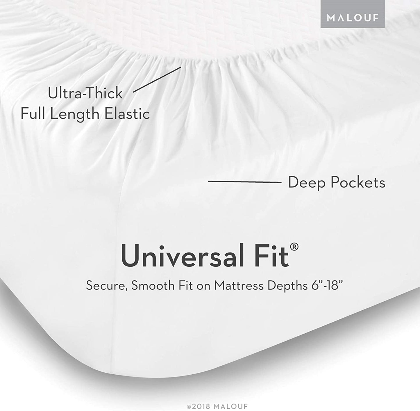 MALOUF Double Brushed Microfiber Super Soft Luxury Bed Sheet Set - Wrinkle Resistant - Queen Size - White