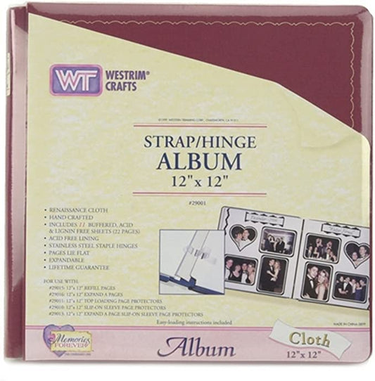 Westrim 12x12 Burgundy Strap Hinge Cloth Album