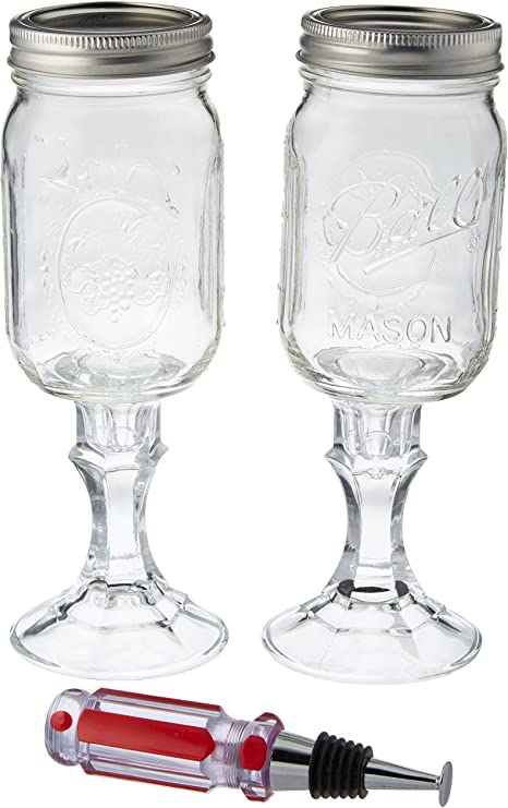 Carson Home Accents 3-Piece Original Rednek Gift Set, Includes 2 Rednek Wine Glasses and Screwdriver Wine Stopper
