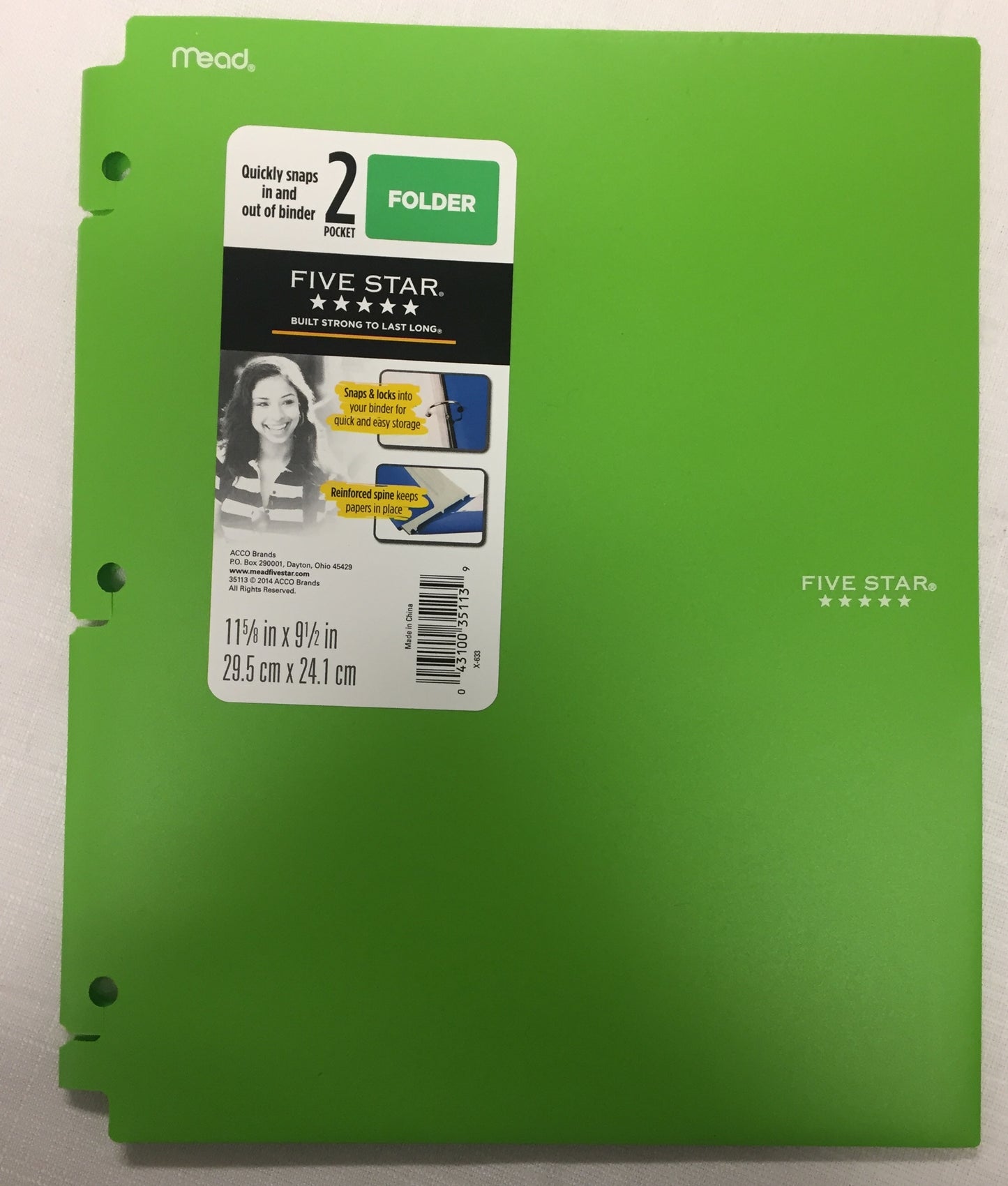mead five star 2 pocket plastic folder (Green &purple)