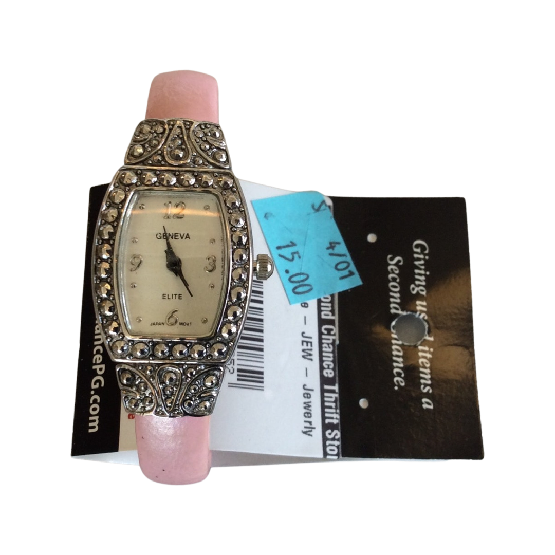 Geneva pink and silver watch