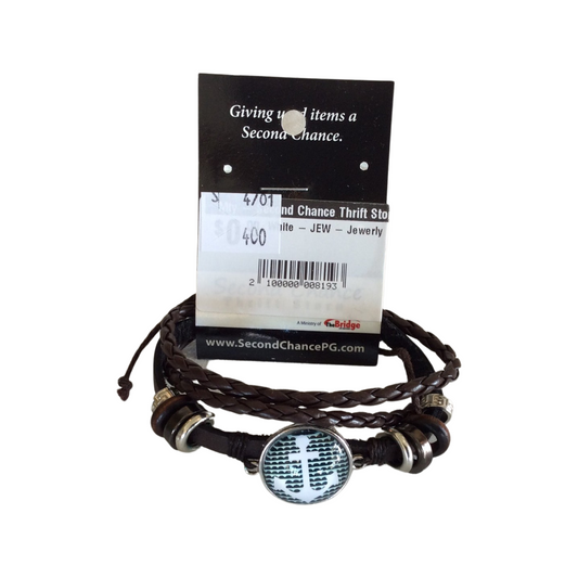 Leather bracelet with anchor charm.