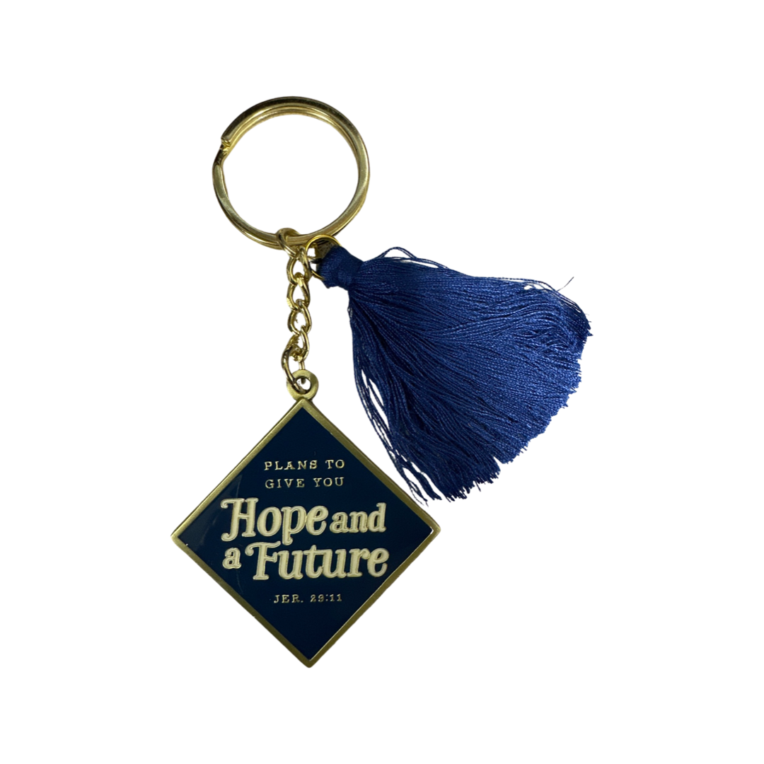 Specialty Item - Hope and a Future Navy Metal Graduation Key Ring