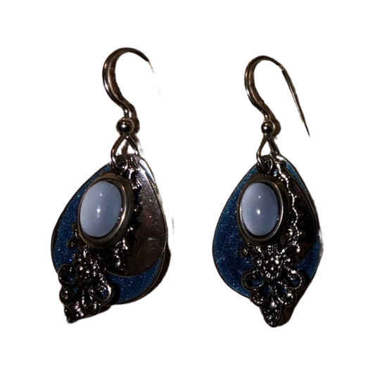 Earrings silver and blue