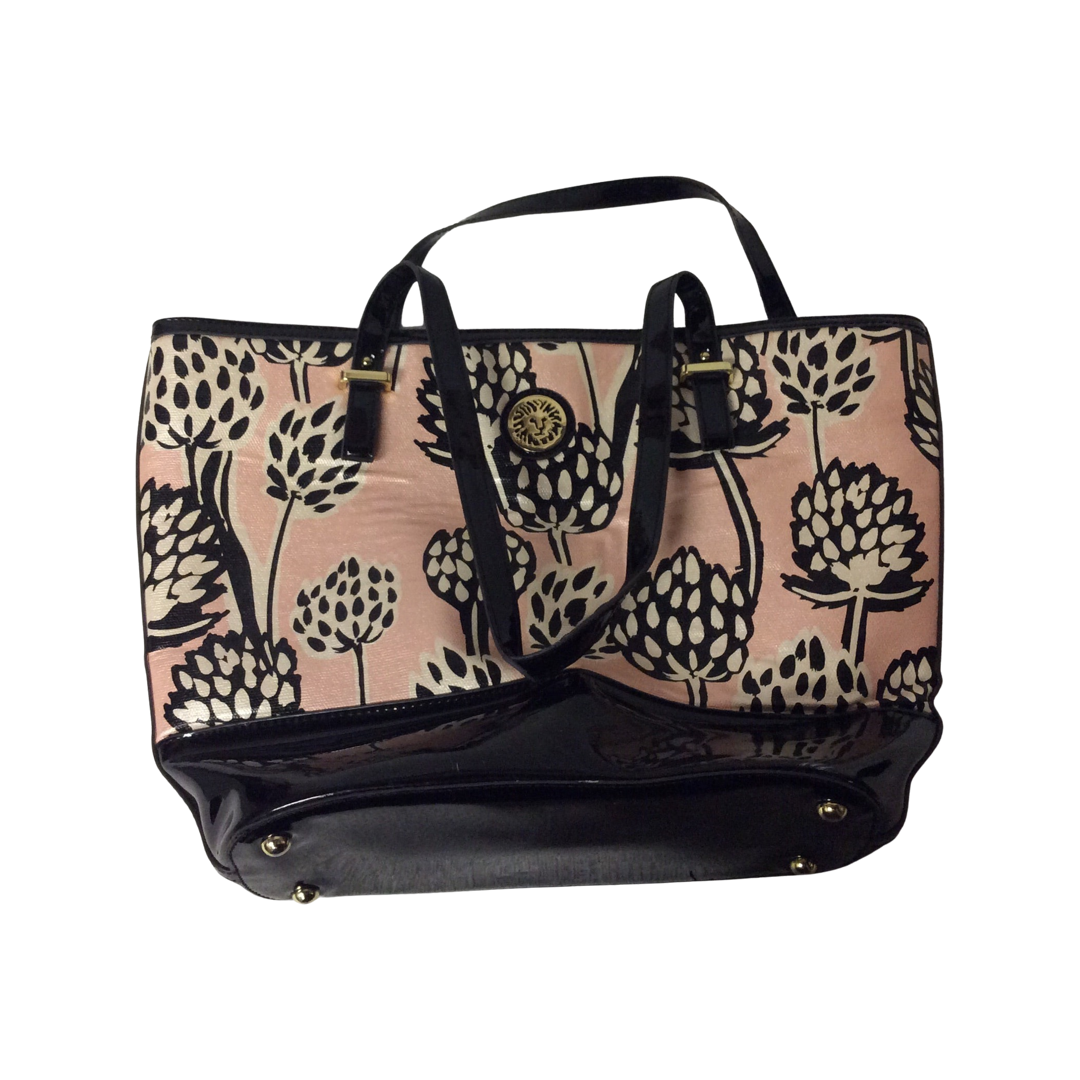 Anne Klein Black Medium Tote Bag | Leopard print handbags, Patent leather  bag, Bride tote bag