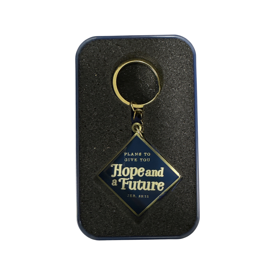 Specialty Item - Hope and a Future Navy Metal Graduation Key Ring