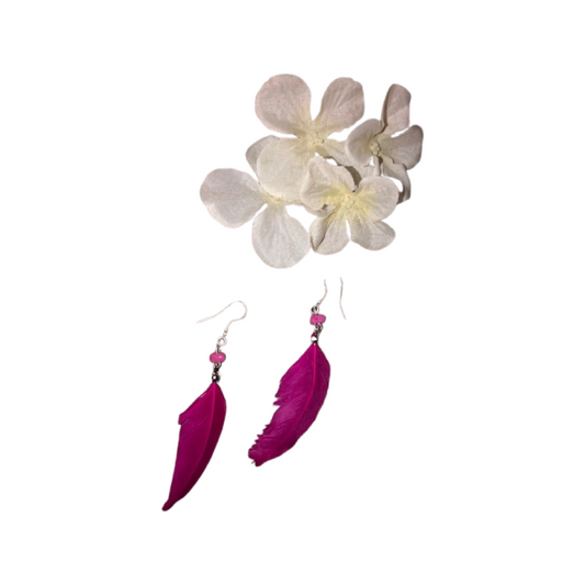 Earrings pink feather