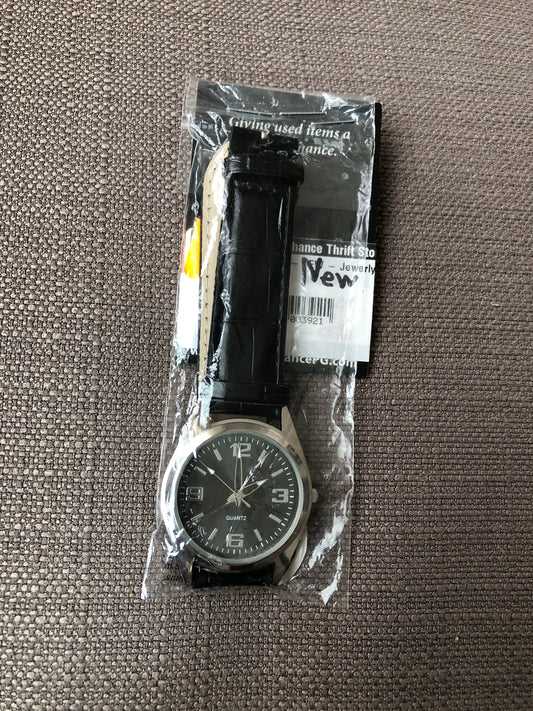 Black and silver watch