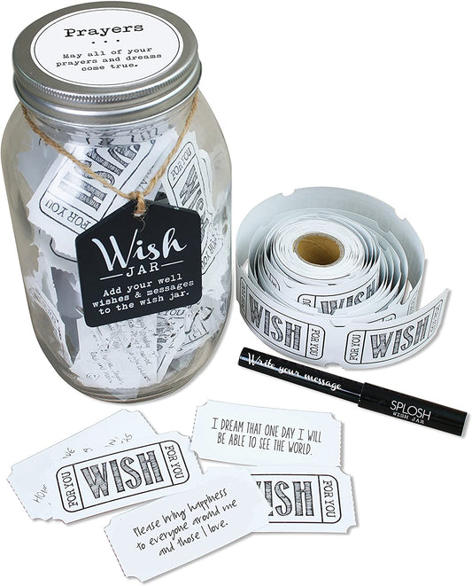 TOP SHELF Prayer Wish Jar ; Personalized Religious Gift for Him & Her; Unique and Thoughtful Gift Ideas for Friends and Family ; Kit Comes with 100 Tickets and Decorative Lid